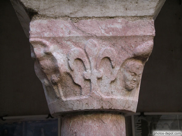 photo de fleur de lys, chapiteau de colonne du Cloître