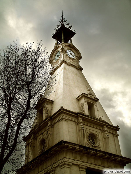 photo de sommet de la tour horloge