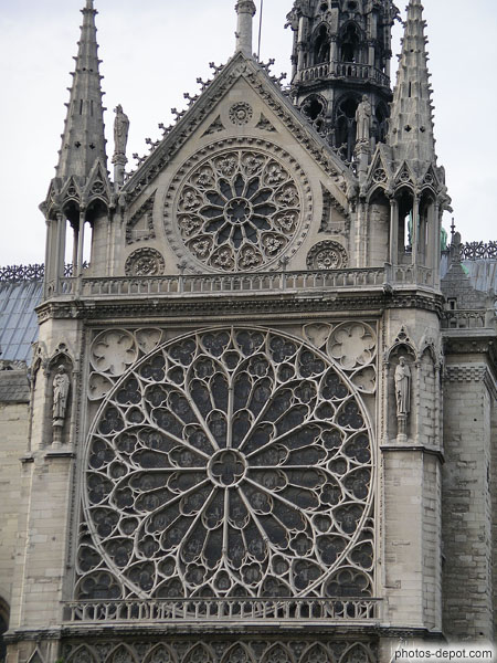 photo de détail de la rosace sud, cathédrale Notre Dame