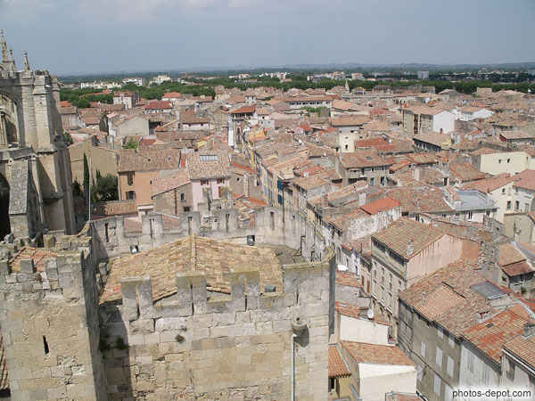photo de vue panoramique de la ville de Narbonne vue du donjon