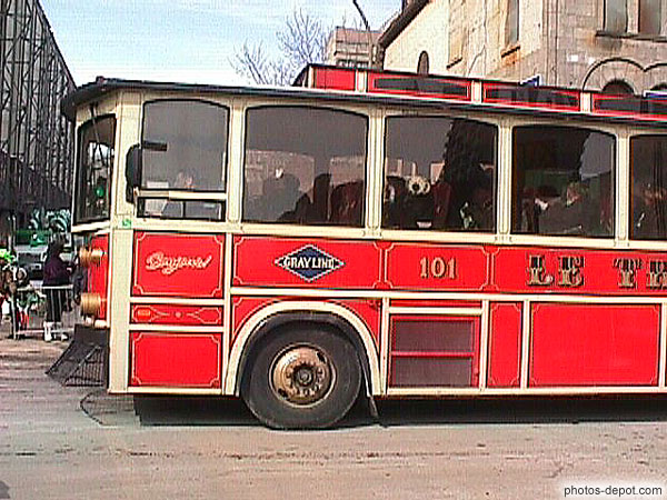 photo de bus rouge en forme de tramway