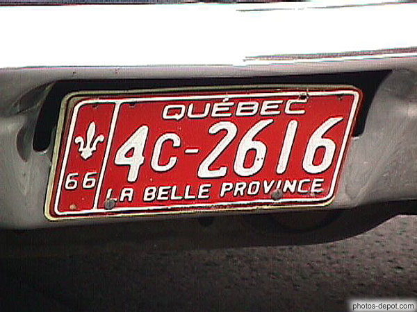 photo de plaque d'immatriculation du Quebec : la belle province