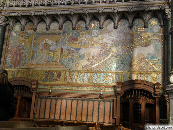 photo de Mosaique le la bataille de Lépante en 1571 dont le pape a la vision de la victoire grâce aux prières du Saint Rosaire