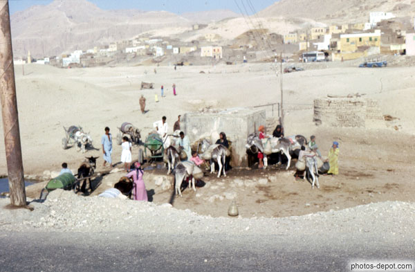 photo de fontaine aux ânes dans un pauvre village