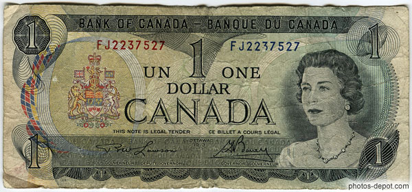 photo de billet d'1$ Canadien