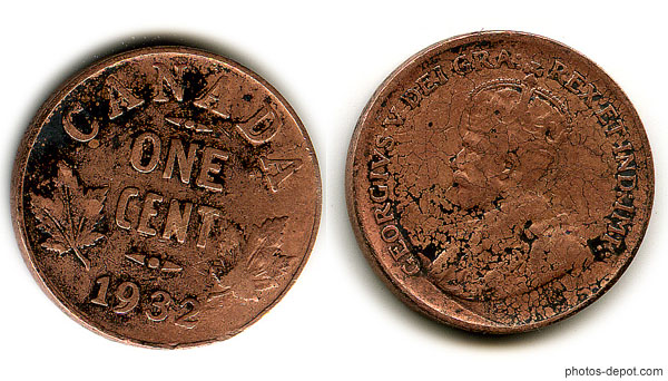 photo de pièce 1 cent Canada 1932
