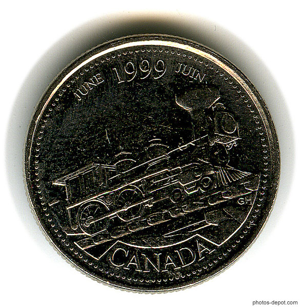 photo de Pièce locomotive à vapeur Canada 25 cts  Juin 1999