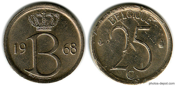 photo de piece-25-cent-Belgique 1968
