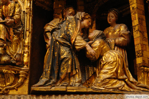 photo de Visitation, retable de la Vierge, bois polychrome