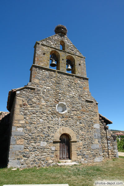 photo de mur clocher surmonté d'un nid de cigogne, Ermita de Nostra Senora del Rosario