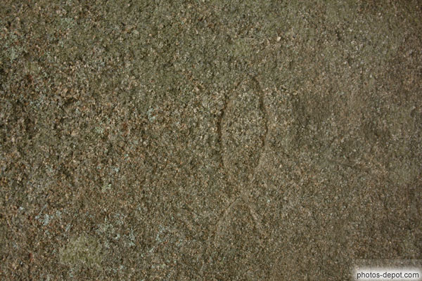 photo de signe chrétien, le poisson, gravé sur la pierre du mégalite