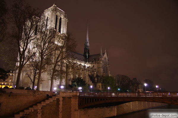 photo de Petit pont devant Notre Dame de nuit