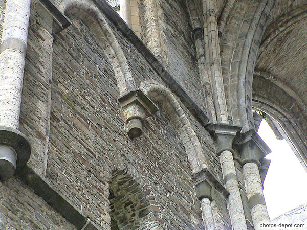 photo de colonnes et soubassements des arcs gothiques