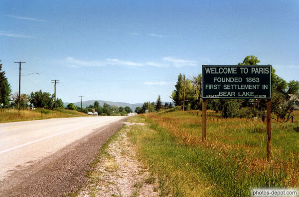 photo de Welcome to Paris founded 1863 first settlement in Bear lake