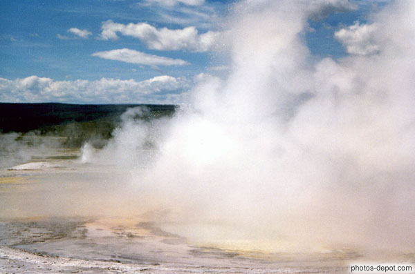 photo d'Alignement de geysers fumants