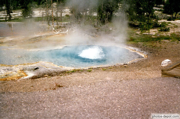 photo de geyser se réveillant dans un hot spring