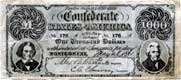 Billet de mille dollars émis par les confédérés, avec intérêt de 10 cts par jour