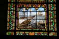 Vitrail représentant une scène de pêche / France, Bretagne, Cancale, cathédrale St Méen
