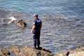 Policier surveille la mer / France, Languedoc Roussillon, Port Vendres