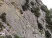 Alpiniste en pleine ascension / France, Languedoc Roussillon, Tautavel
